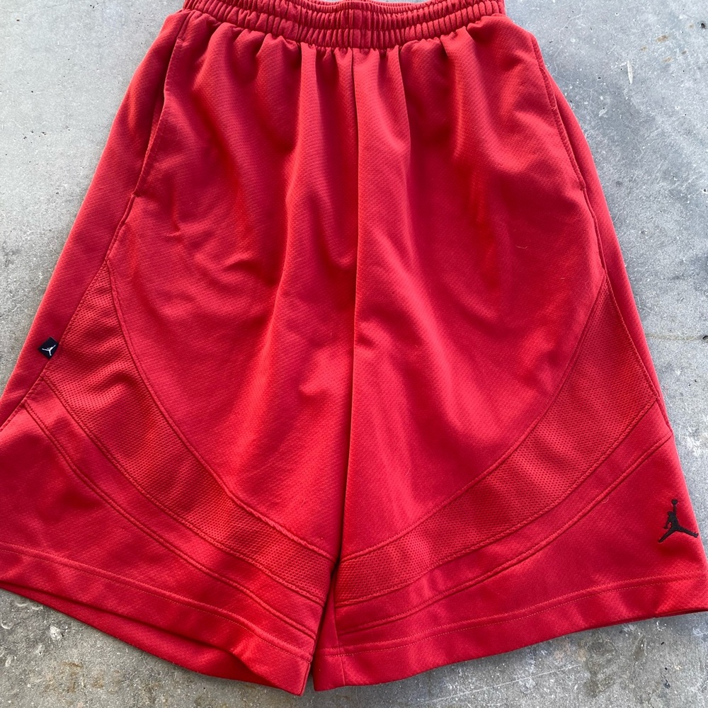Red Jordan basketball shorts